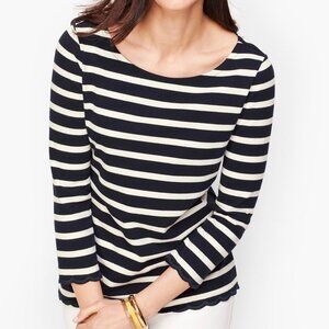 NWT Talbots Petite Navy & White Stripe Top Size P